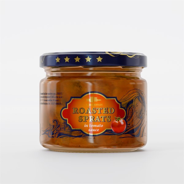 Roasted sprats in tomato sauce glass jar (280 g)