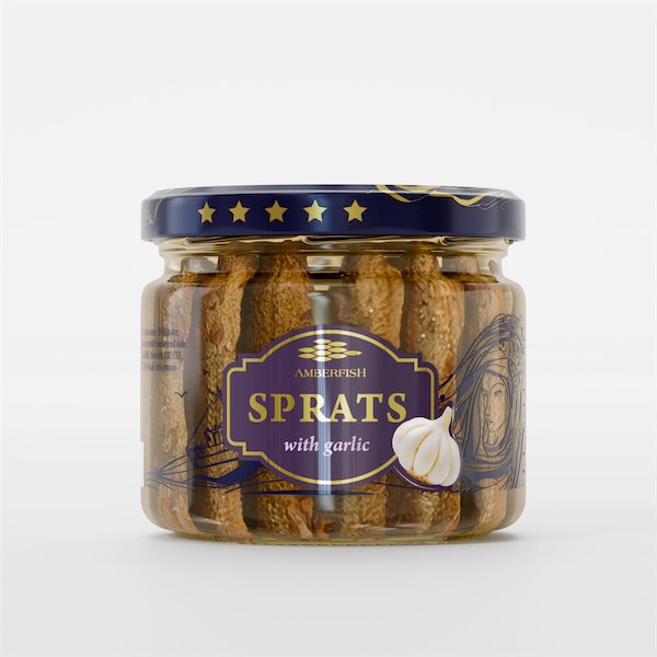 Sprats in oil (250 g) Glass jar ķiploki