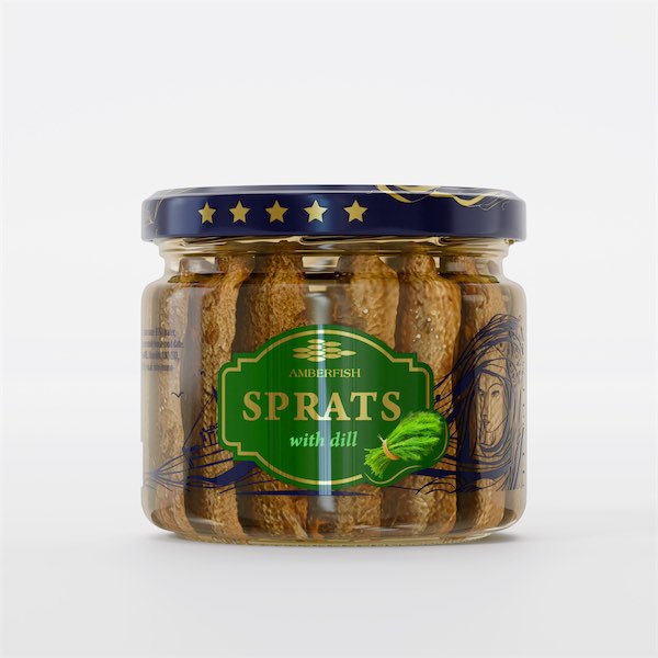 Sprats in oil (250 g) Glass jar dilles
